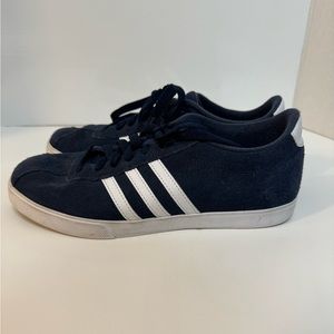 Adidas Neo Courtset Athletic Shoes Low Top Sneakers Suede Navy Blue White size 8